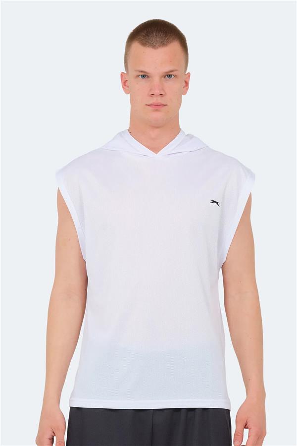 Slazenger Ondına Beyaz Erkek Kapusonlu Kolsuz Polyester T-Shırt