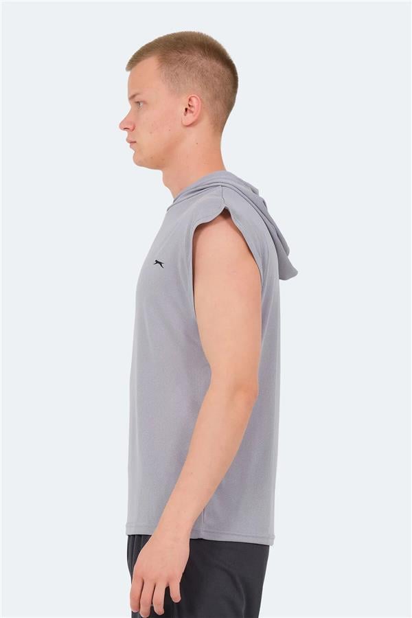Slazenger Ondına Grı Erkek Kapusonlu Kolsuz Polyester T-Shırt