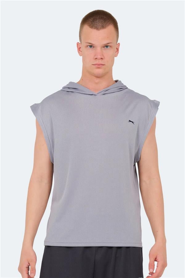 Slazenger Ondına Grı Erkek Kapusonlu Kolsuz Polyester T-Shırt