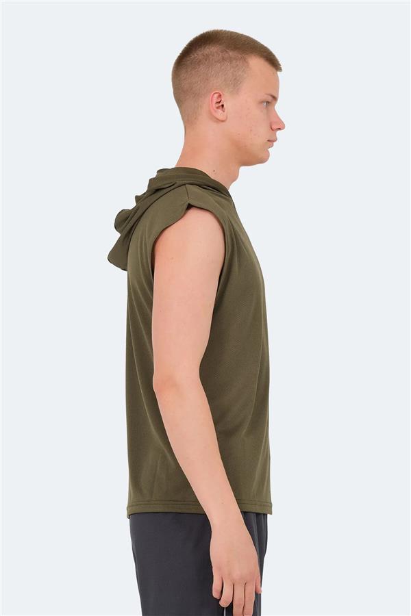 Slazenger Ondına Hakı Erkek Kapusonlu Kolsuz Polyester T-Shırt