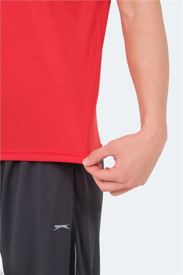 Slazenger Ondına Kırmızı Erkek Kapusonlu Kolsuz Polyester T-Shırt