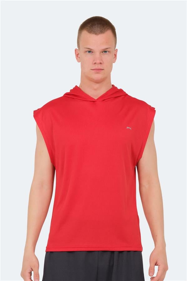Slazenger Ondına Kırmızı Erkek Kapusonlu Kolsuz Polyester T-Shırt
