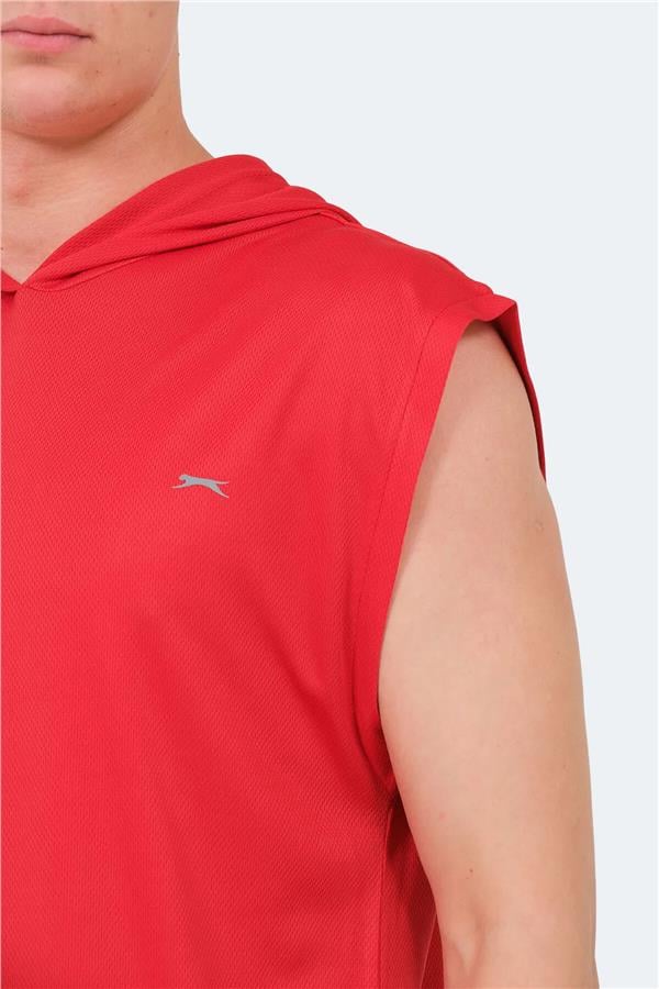 Slazenger Ondına Kırmızı Erkek Kapusonlu Kolsuz Polyester T-Shırt