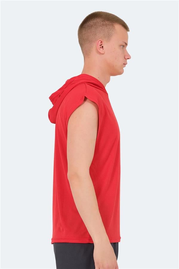 Slazenger Ondına Kırmızı Erkek Kapusonlu Kolsuz Polyester T-Shırt