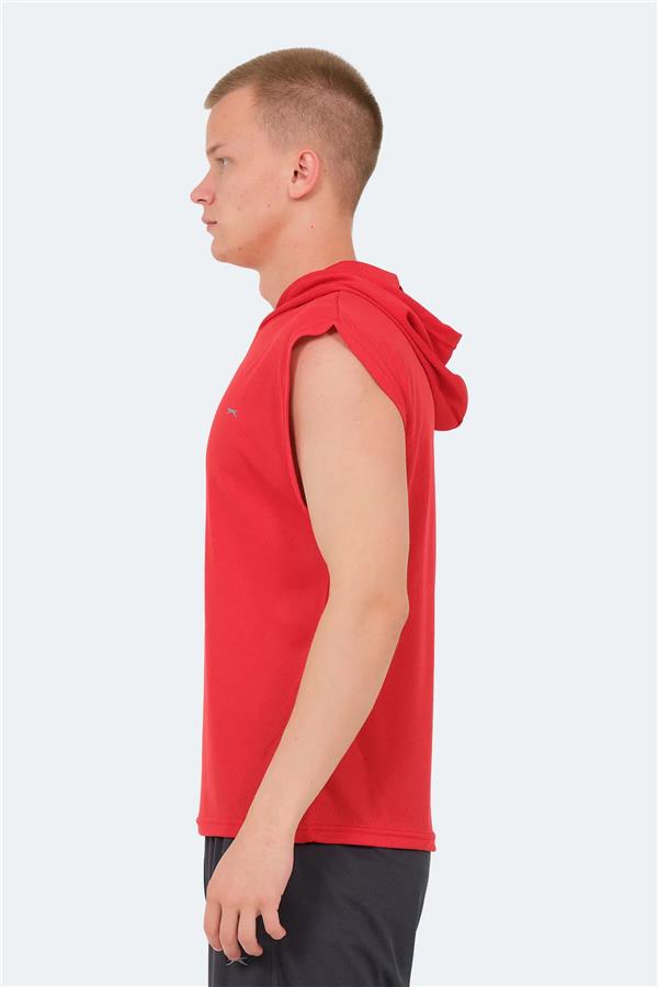 Slazenger Ondına Kırmızı Erkek Kapusonlu Kolsuz Polyester T-Shırt