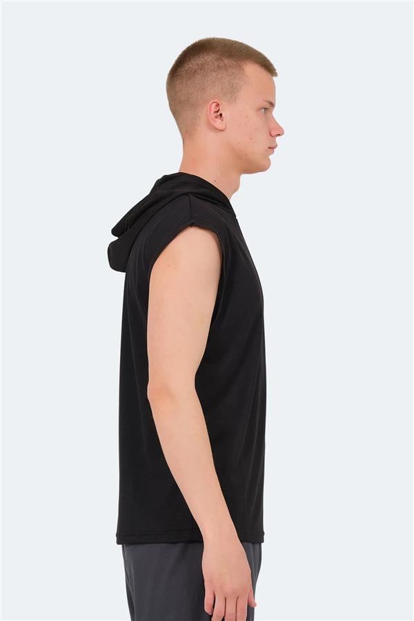 Slazenger Ondına Sıyah Erkek Kapusonlu Kolsuz Polyester T-Shırt