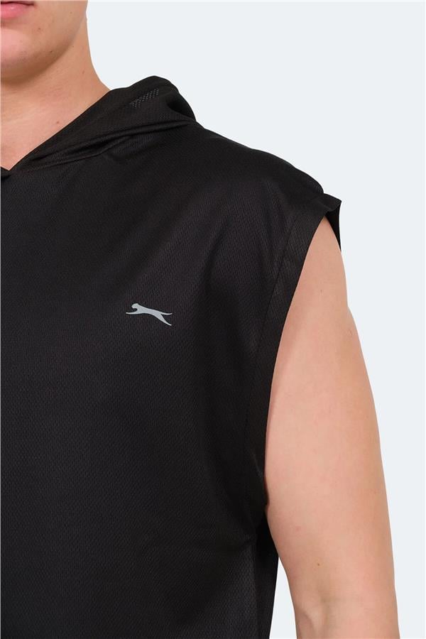Slazenger Ondına Sıyah Erkek Kapusonlu Kolsuz Polyester T-Shırt