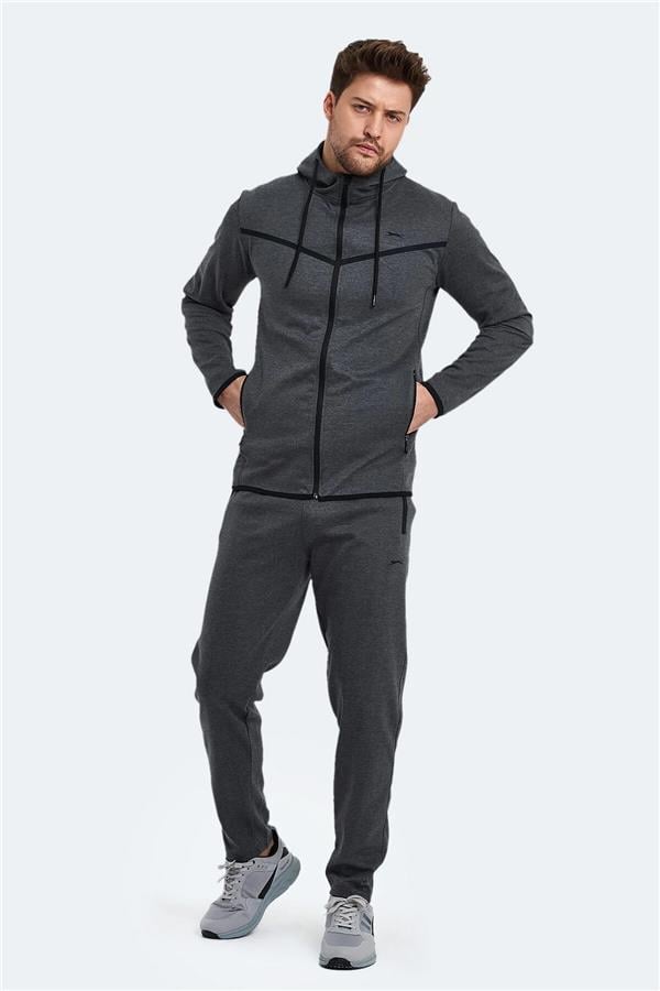 Slazenger Orka Antrasıt Erkek Kapusonlu Tam Fermuarlı Eşofman Takım