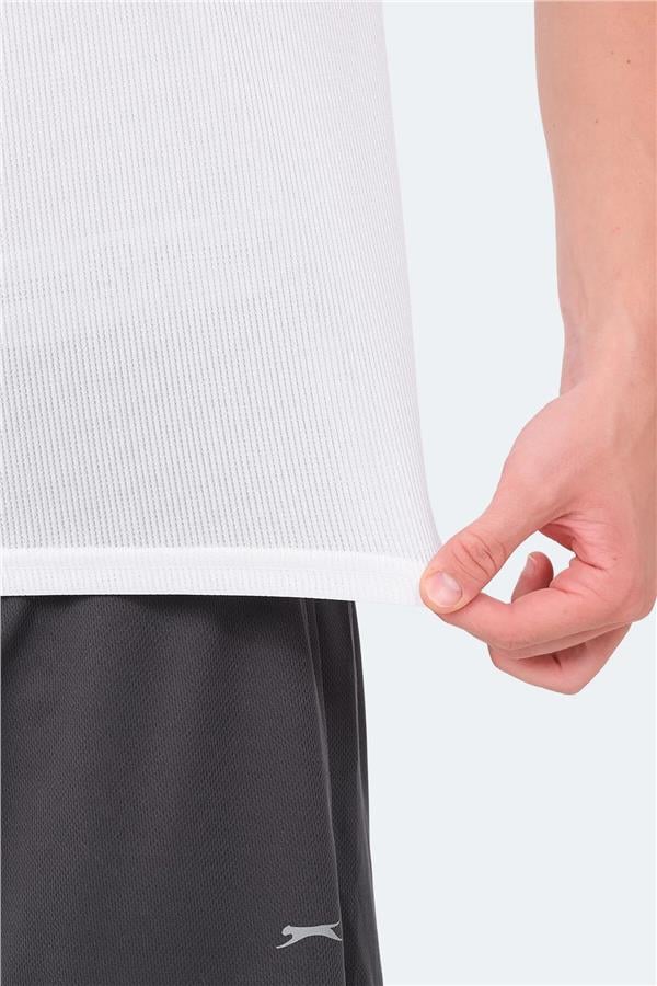 Slazenger Senato Beyaz Erkek Bısıklet Yaka T-Shırt