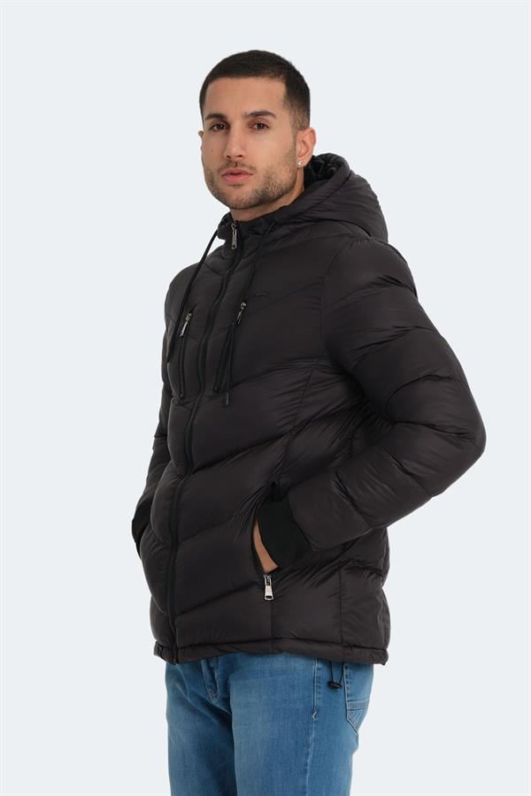 Slazenger St23Je166-500 Siyah Erkek Witness Kapşonlu Şişme Mont
