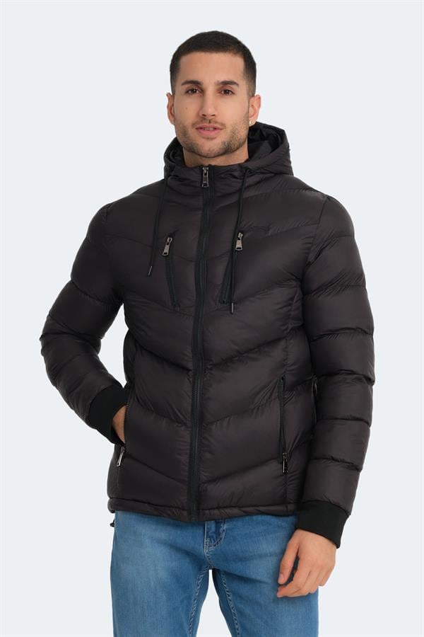 Slazenger St23Je166-500 Siyah Erkek Witness Kapşonlu Şişme Mont