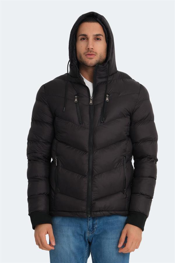 Slazenger St23Je166-500 Siyah Erkek Witness Kapşonlu Şişme Mont