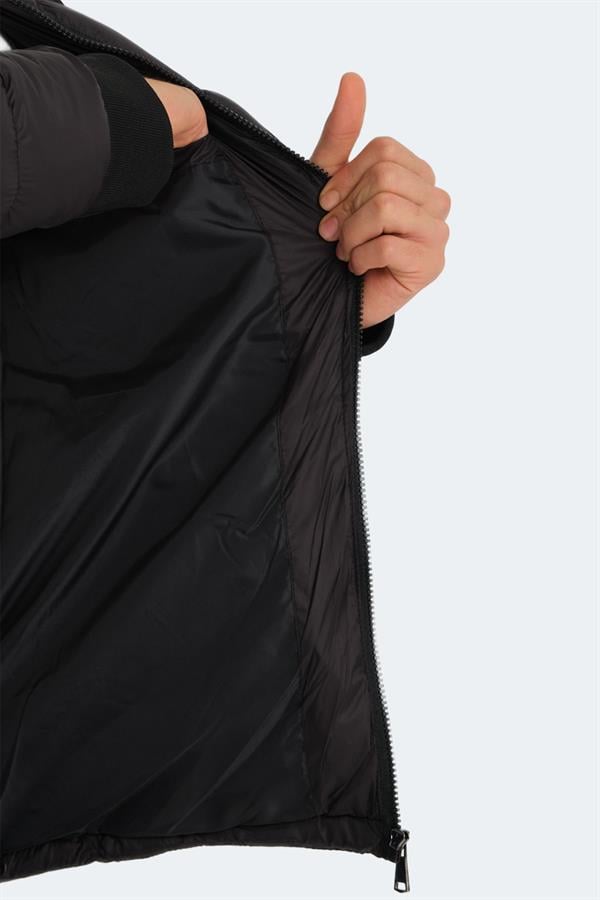 Slazenger St23Je166-500 Siyah Erkek Witness Kapşonlu Şişme Mont