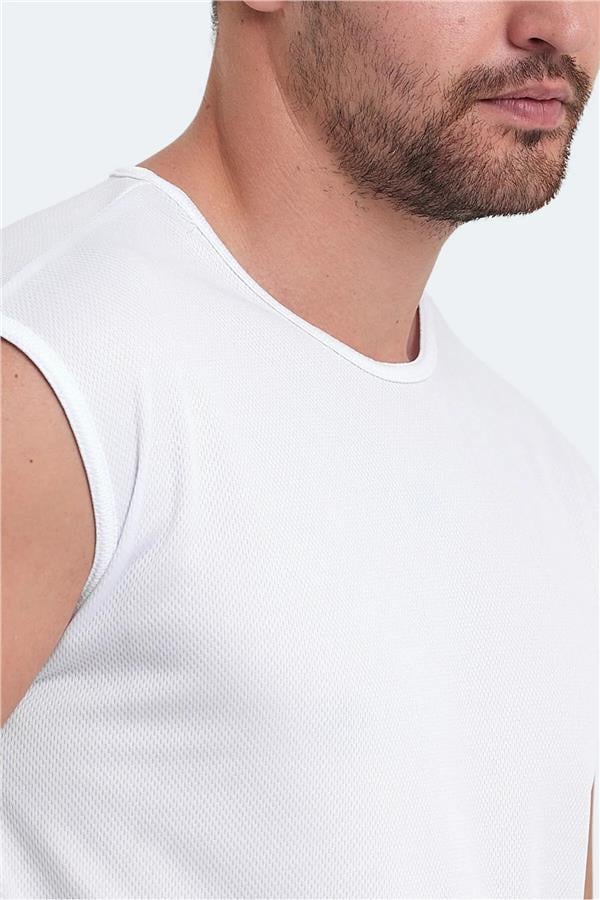 Slazenger Vaska Beyaz Erkek Bısıklet Yaka Kolsuz Polyester T-Shırt