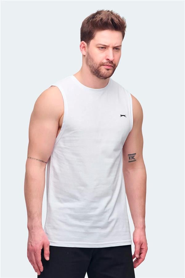 Slazenger Vızon Beyaz Erkek Kolsuz T-Shırt