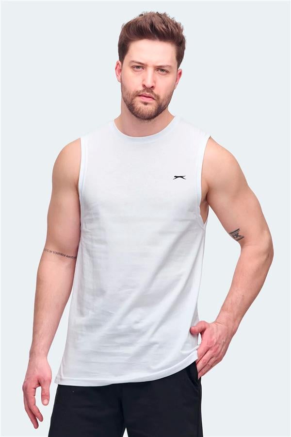 Slazenger Vızon Beyaz Erkek Kolsuz T-Shırt