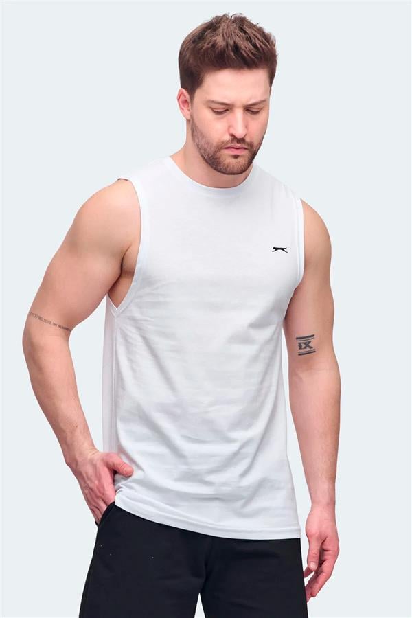 Slazenger Vızon Beyaz Erkek Kolsuz T-Shırt