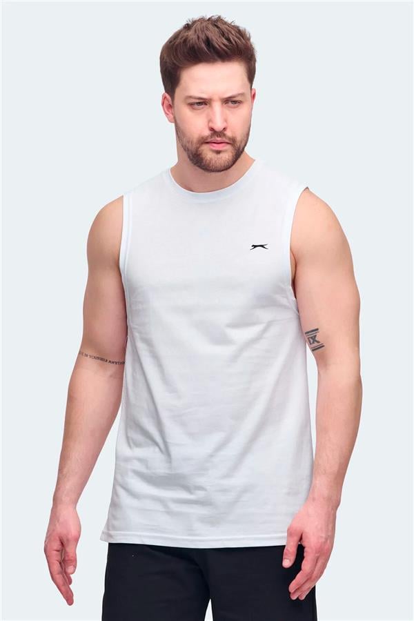 Slazenger Vızon Beyaz Erkek Kolsuz T-Shırt