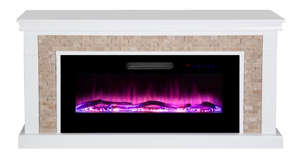 Tektes Taşlı Şömine 150 Cm MDF 8 Renkli Alev Sesli Wifi