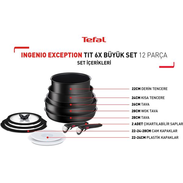Tefal İngenio Exception Titanyum 6X Büyük Set 12 Parça