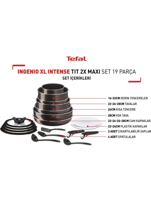 Tefal Ingenio XL Intense Titanyum 2X Maxi Set 19 Parça