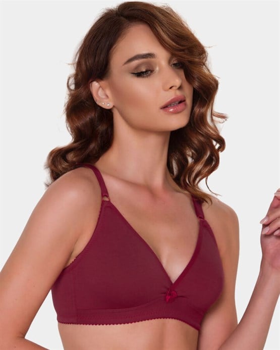 120 - Telsiz Süngersiz Penye Sütyen Bordo 100 B
