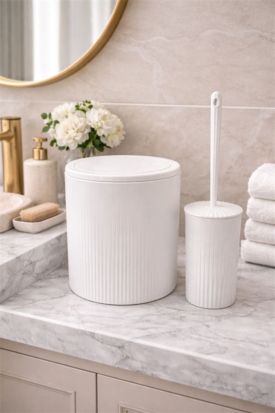 2’Li Banyo Seti Çöp Kovası Ve Tuvalet Fırçası –DC-6879