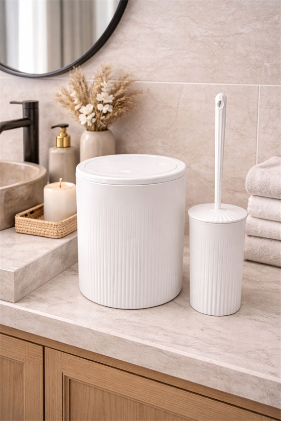 2’Li Banyo Seti Çöp Kovası Ve Tuvalet Fırçası –DC-6879