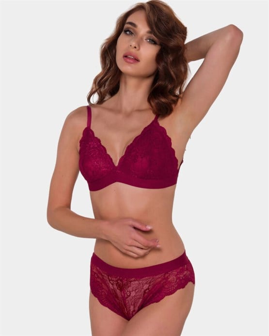 665 - Süngersiz Bralet Takımı Bordo 85 B