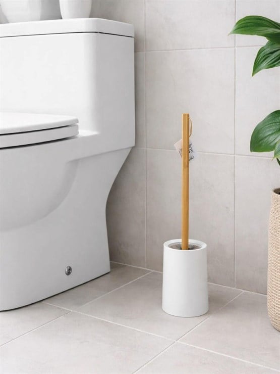 Ahşap Saplı Minimal Tuvalet Fırçası Ve Standı – Şık, Modern WC Fırçası VICHY-7050
