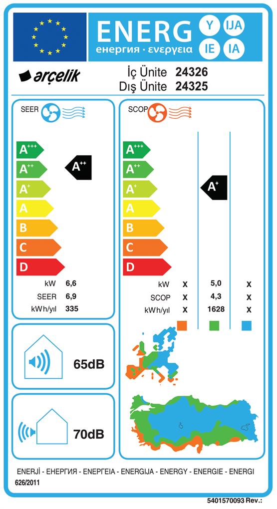 Arçelik 24325 Ekolojik Inverter Klima 24.000 Btu/h Split Klima