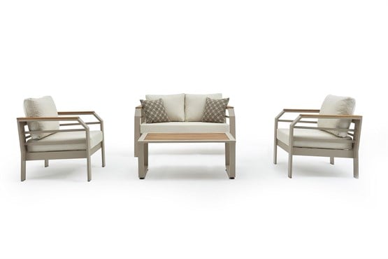 Erinöz Assento Bahçe Oturma Grubu 2+1+1+Sehpa - Kum Rengi