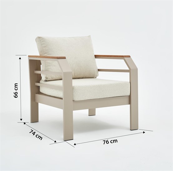 Erinöz Assento Bahçe Oturma Grubu 2+1+1+Sehpa - Kum Rengi