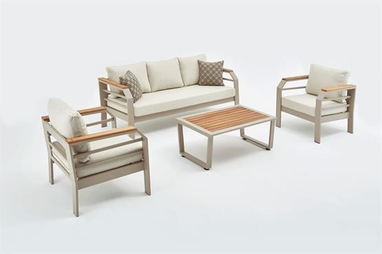 Erinöz Assento Bahçe Oturma Grubu 3+1+1+Sehpa - Kum Rengi