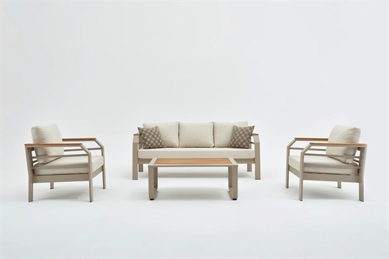 Erinöz Assento Bahçe Oturma Grubu 3+1+1+Sehpa - Kum Rengi