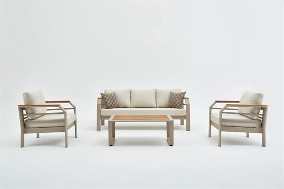 Erinöz Assento Bahçe Oturma Grubu 3+1+1+Sehpa - Kum Rengi