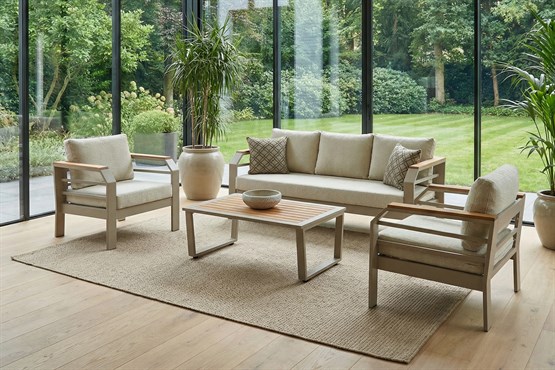 Erinöz Assento Bahçe Oturma Grubu 3+1+1+Sehpa - Kum Rengi