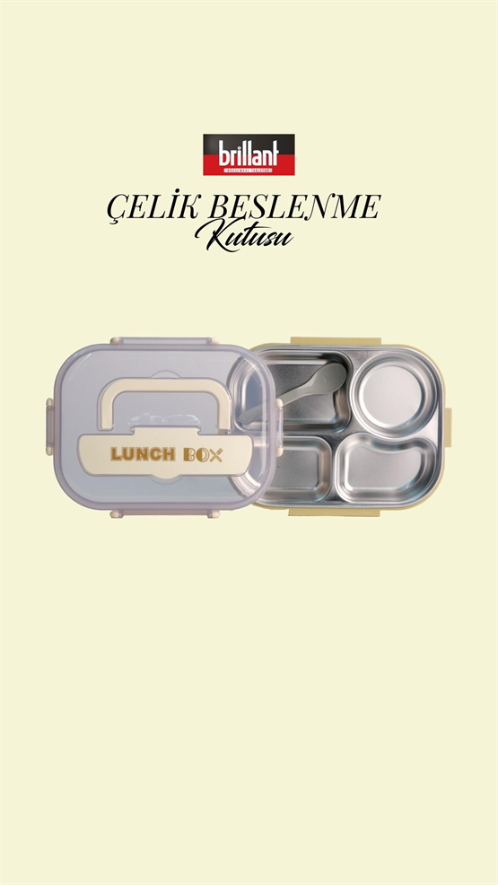 BRİLLANT 4 Bölmeli Paslanmaz Çelik Lunch Box BR-6667  24X17x7