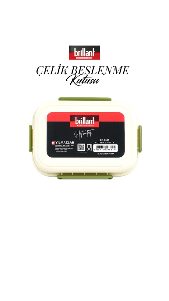 BRİLLANT 4 Bölmeli Paslanmaz Çelik Lunch Box BR-6671 26X20x7cm