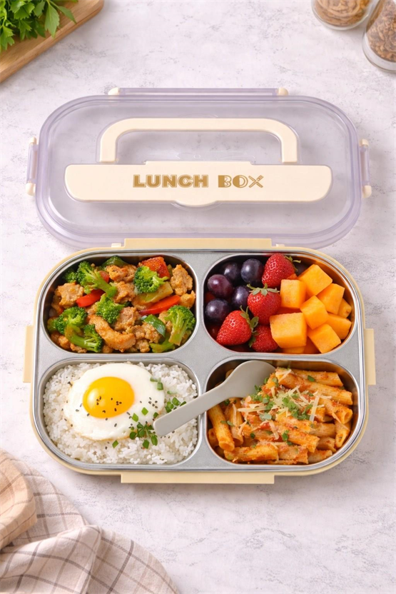 BRİLLANT 4 Bölmeli Paslanmaz Çelik Lunch Box BR-6667  24X17x7