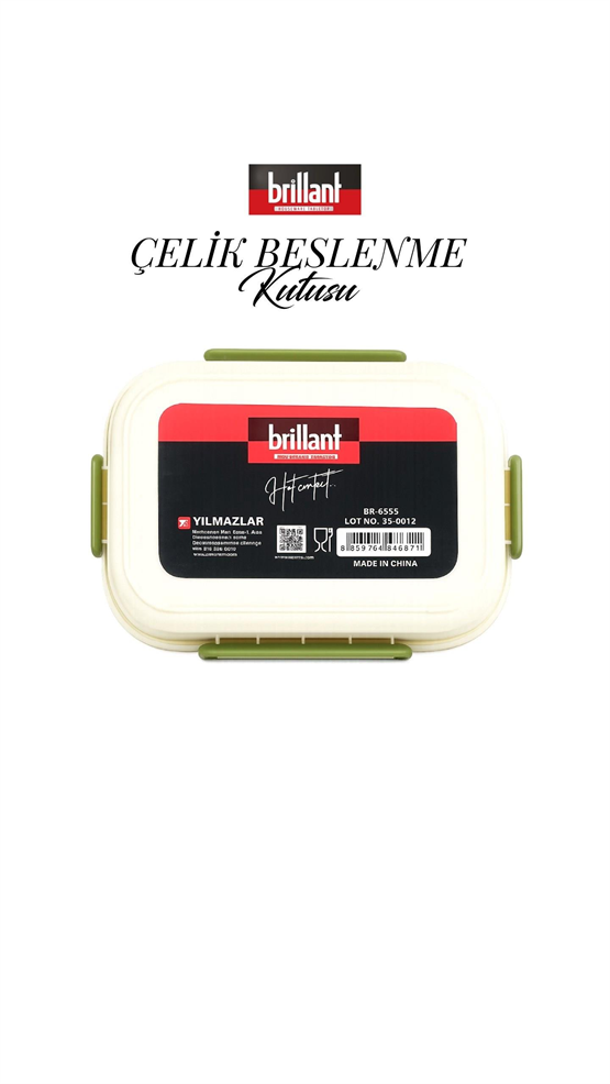BRİLLANT 4 Bölmeli Paslanmaz Çelik Lunch Box BR-6673 26X20x7,5Cm