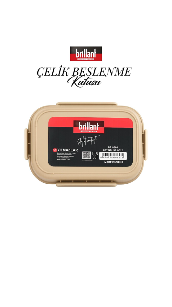 BRİLLANT 4 Bölmeli Paslanmaz Çelik Lunch Box BR-6667  24X17x7