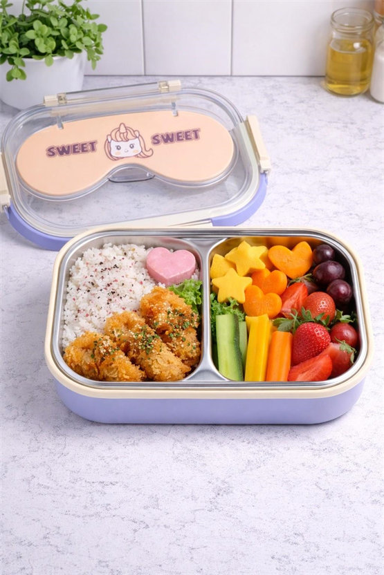 BRİLLANT Çelik 2 Gözlü Sweet Bölmeli Bento Lunch Box BR-6665 21X14x7,5Cm
