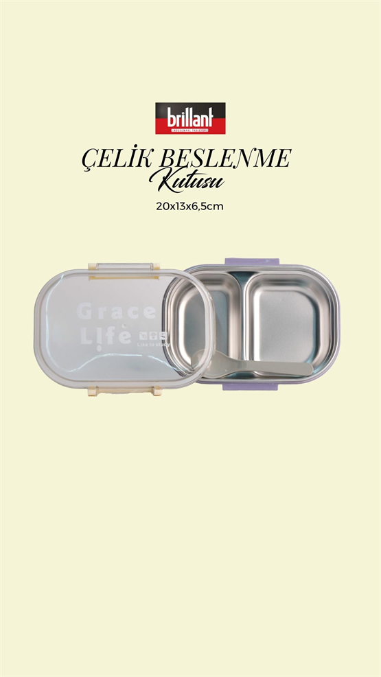 BRİLLANT Grace Life 2 Bölmeli Lunch Box BR-6672 20X13x6,5Cm