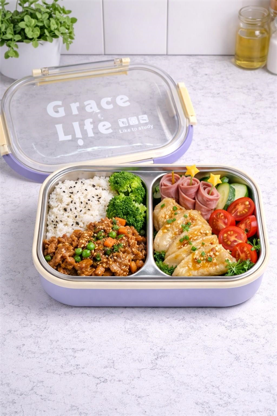 BRİLLANT Grace Life 2 Bölmeli Lunch Box BR-6672 20X13x6,5Cm