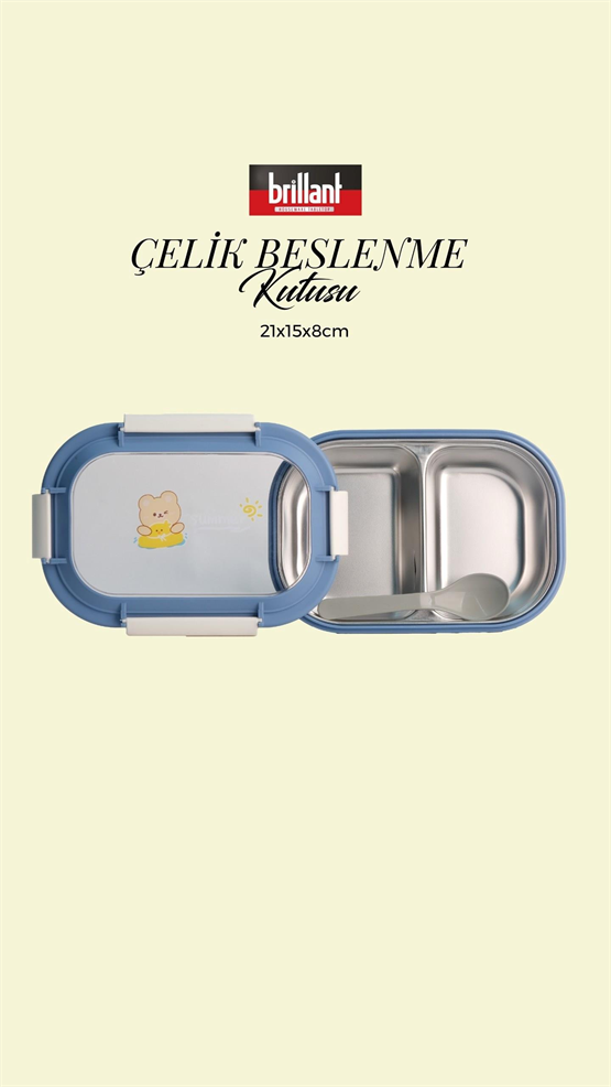 BRİLLANT Summer Ayıcık Desenli Bölmeli Lunch Box BR-6668 21X15x8cm