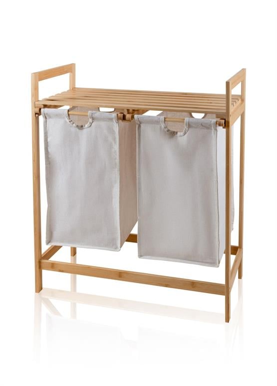 The Mia Bambu 2 Bölmeli Çamaşır Sepeti 74x64x33 Cm