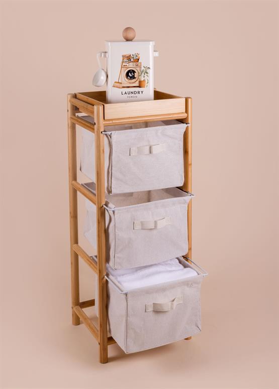 The Mia Bambu 3 Bez Çekmeceli Düzenleyici Dolap Raf 90x35x30 Cm