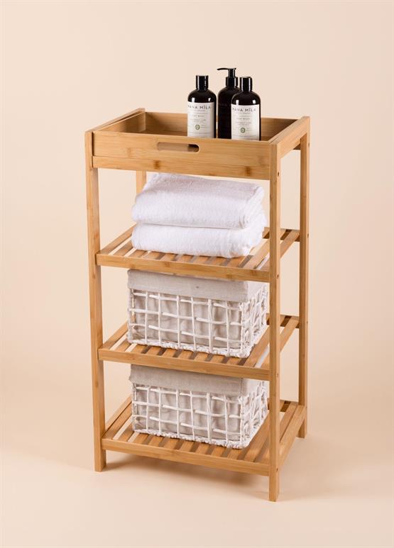 The Mia Bambu 4 Katlı Tepsili Düzenleyici Dolap Raf 75x40x30 Cm