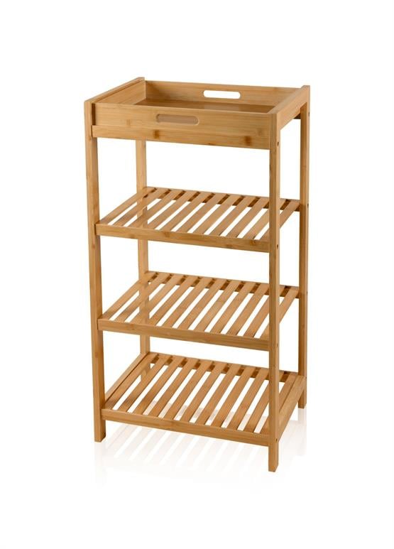 The Mia Bambu 4 Katlı Tepsili Düzenleyici Dolap Raf 75x40x30 Cm